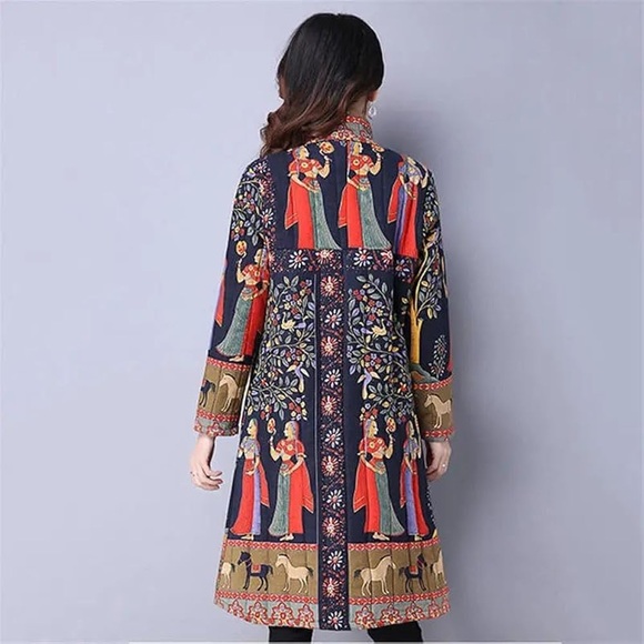 Ethnic Chinese QianBaiYi Indian Bohemian Indie Quilted Pattern Coat (Small) - Picture 2 of 16